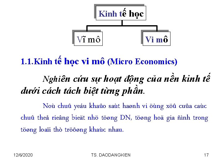 Kinh tế học Vĩ mô Vi mô 1. 1. Kinh tế học vi mô