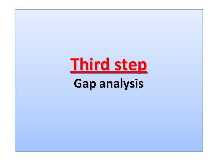 Third step Gap analysis 