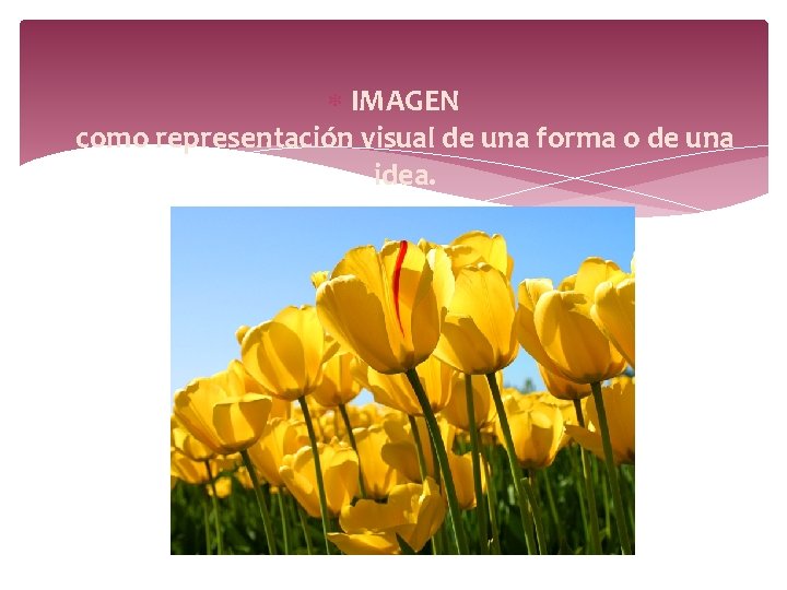 IMAGEN como representación visual de una forma o de una idea. IMAGEN como representación visual de una forma o de una idea.
