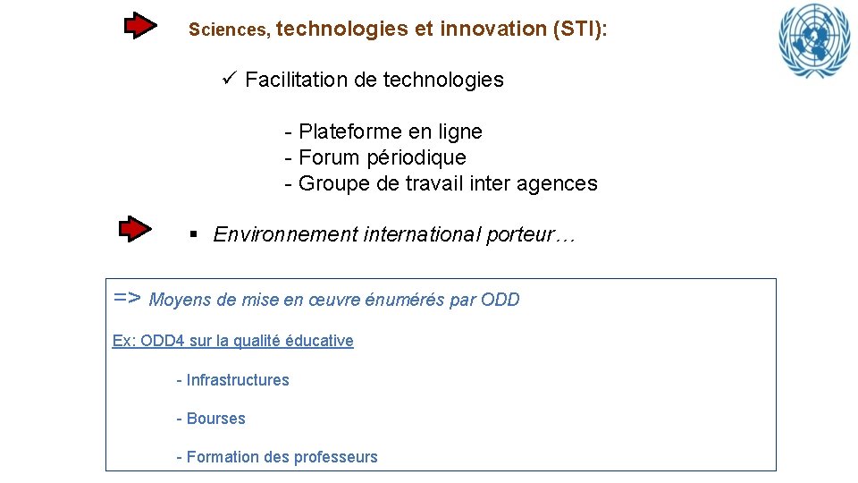 Sciences, technologies et innovation (STI): ü Facilitation de technologies - Plateforme en ligne -