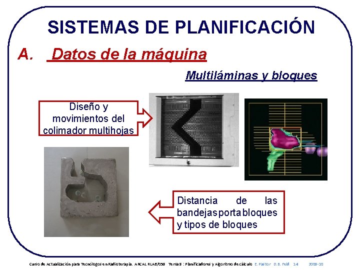SISTEMAS DE PLANIFICACIÓN A. Datos de la máquina Multiláminas y bloques Diseño y movimientos
