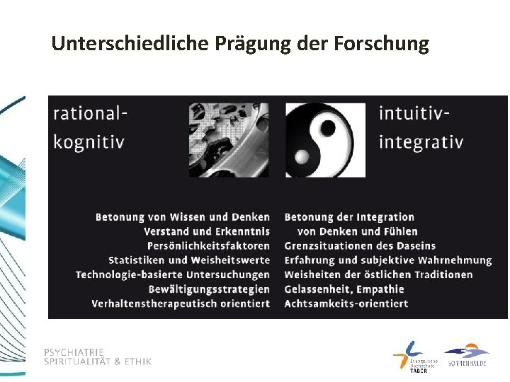 Unterschiedliche Prägung der Forschung 