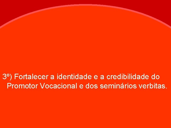 3º) Fortalecer a identidade e a credibilidade do Promotor Vocacional e dos seminários verbitas.