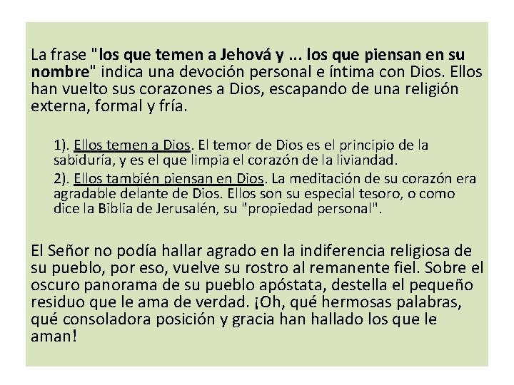 La frase "los que temen a Jehová y. . . los que piensan en