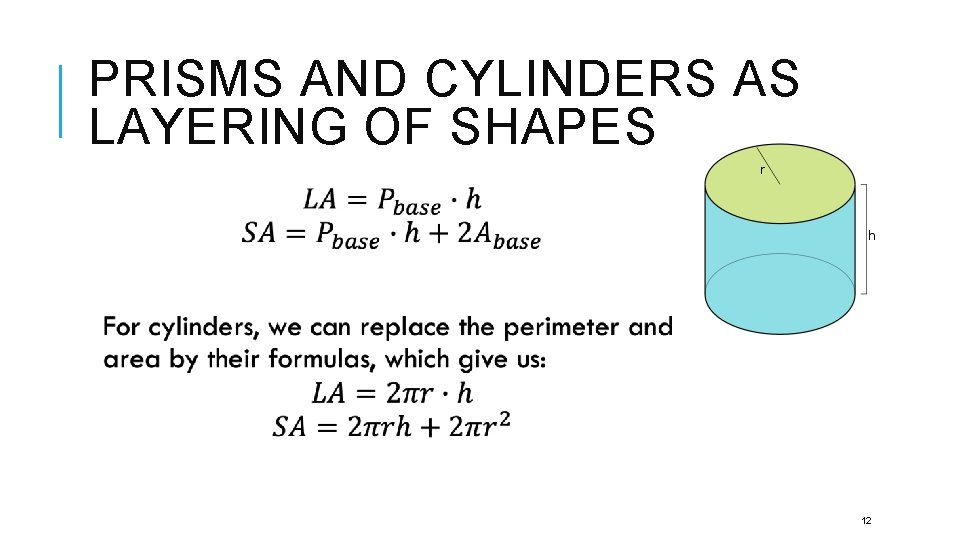 PRISMS AND CYLINDERS AS LAYERING OF SHAPES 12 