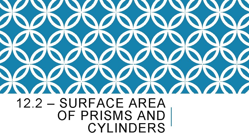 12. 2 – SURFACE AREA OF PRISMS AND CYLINDERS 