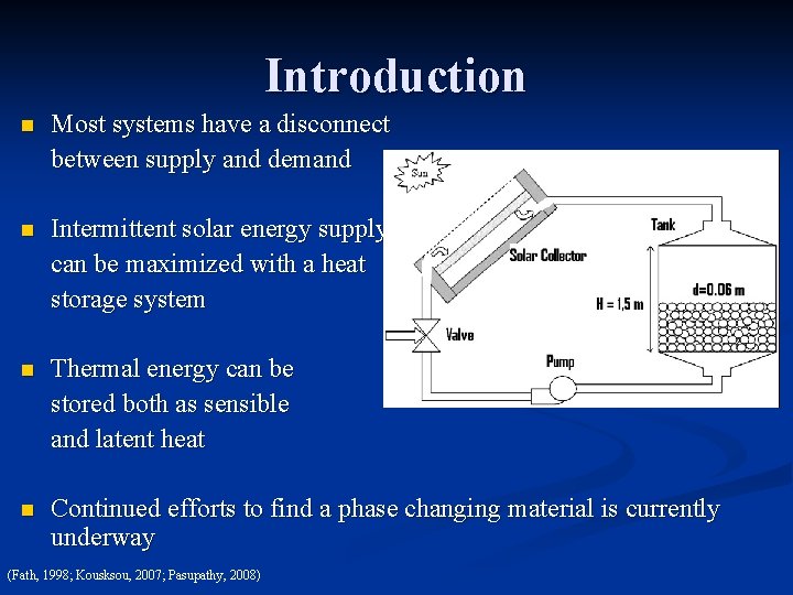 Introduction n Most systems have a disconnect between supply and demand n Intermittent solar