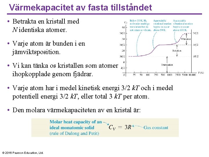 Värmekapacitet av fasta tillståndet • Betrakta en kristall med N identiska atomer. • Varje