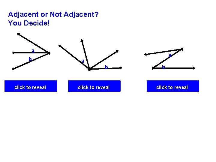 Adjacent or Not Adjacent? You Decide! a b a a b Adjacent click to