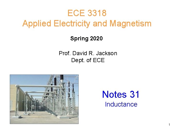 ECE 3318 Applied Electricity and Magnetism Spring 2020 Prof. David R. Jackson Dept. of