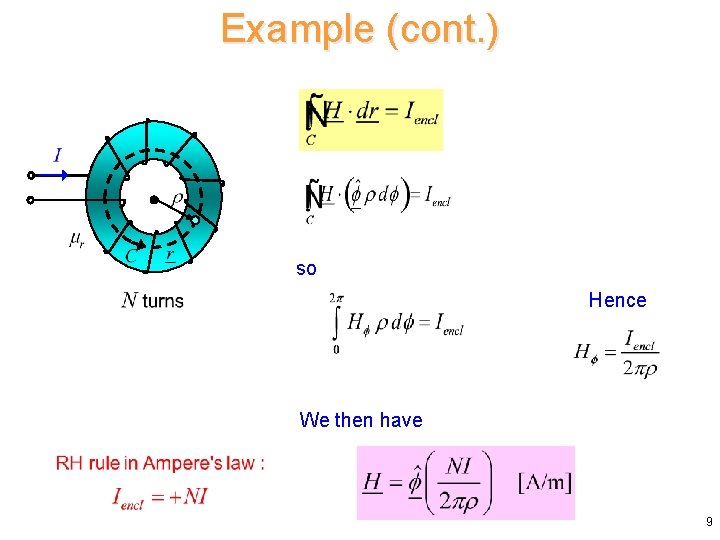 Example (cont. ) so Hence We then have 9 