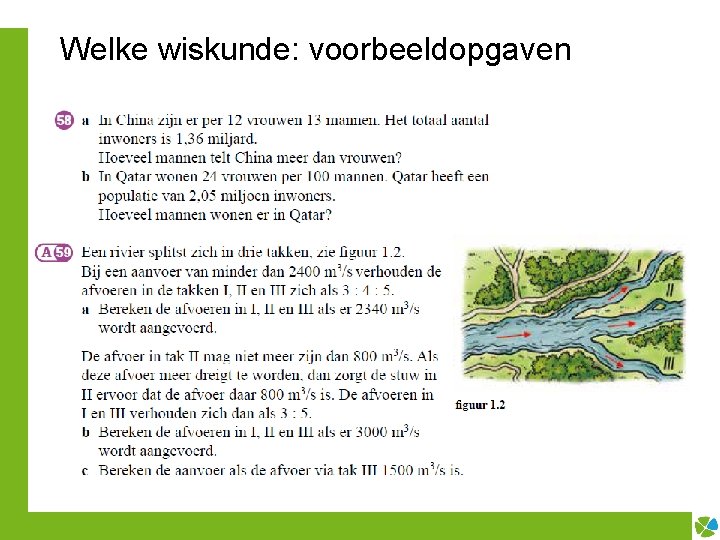 Welke wiskunde: voorbeeldopgaven 