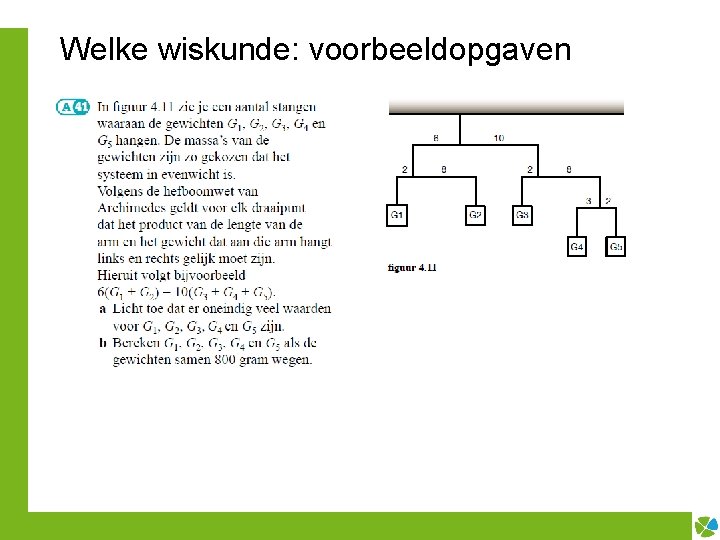 Welke wiskunde: voorbeeldopgaven 