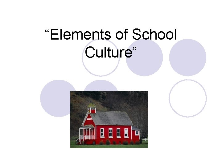 “Elements of School Culture” 