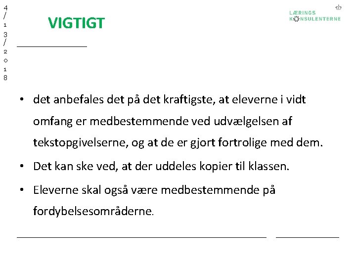 4 / 1 3 / 2 0 1 8 VIGTIGT • det anbefales det