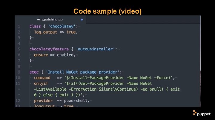 Code sample (video) Code sample (video)