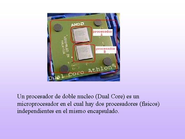 Un procesador de doble nucleo (Dual Core) es un microprocesador en el cual hay