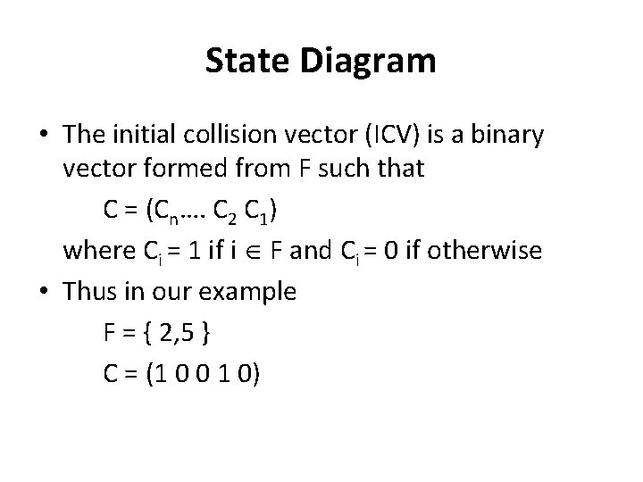 State Diagram • The initial collision vector (ICV) is a binary vector formed from