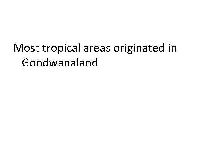 Most tropical areas originated in Gondwanaland 