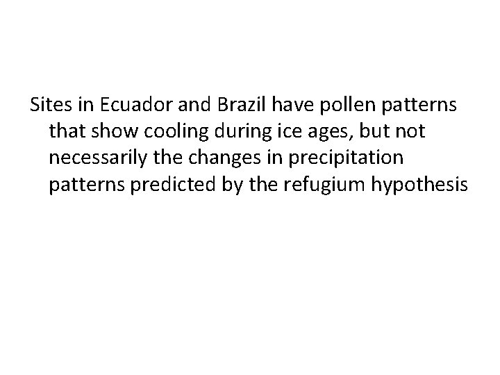Sites in Ecuador and Brazil have pollen patterns that show cooling during ice ages,