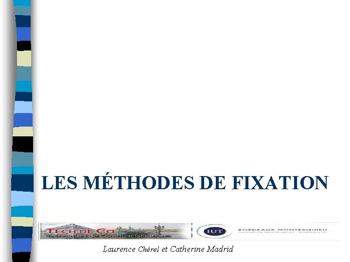 LES MÉTHODES DE FIXATION Laurence Chérel et Catherine Madrid 