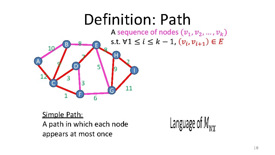 Definition: Path B 10 A C E 7 9 12 8 D 3 1 Definition: Path B 10 A C E 7 9 12 8 D 3 1