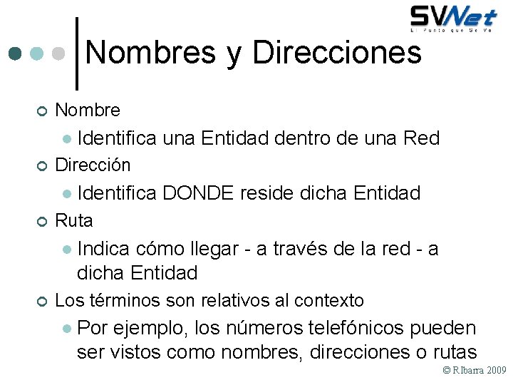 Nombres y Direcciones ¢ Nombre l ¢ Dirección l ¢ Identifica DONDE reside dicha