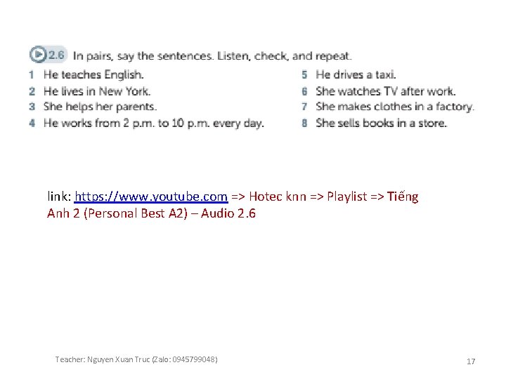 link: https: //www. youtube. com => Hotec knn => Playlist => Tiếng Anh 2