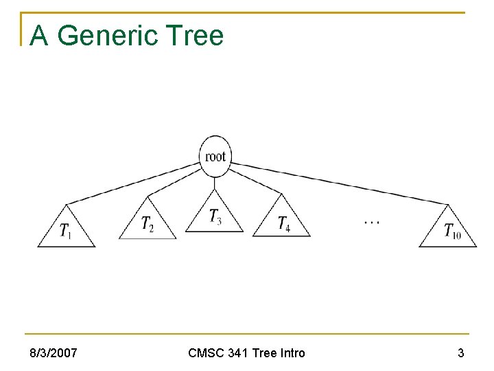 A Generic Tree 8/3/2007 CMSC 341 Tree Intro 3 