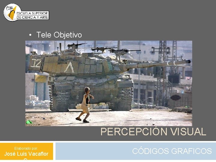  • Tele Objetivo PERCEPCIÓN VISUAL Elaborado por: José Luis Vacaflor CÓDIGOS GRAFICOS 