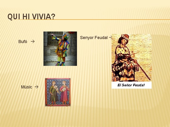 QUI HI VIVIA? Bufó Músic Senyor Feudal 