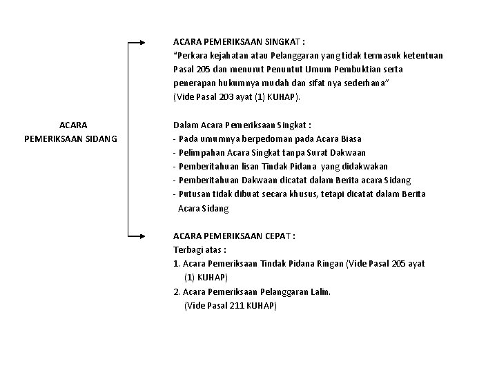 ACARA PEMERIKSAAN SINGKAT : “Perkara kejahatan atau Pelanggaran yang tidak termasuk ketentuan Pasal 205