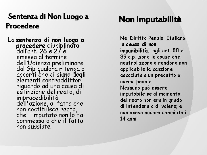 Sentenza di Non Luogo a Procedere La sentenza di non luogo a procedere disciplinata