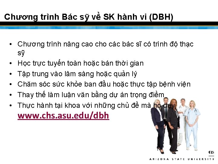 程 Chương trình Bác sỹ về SK hành vi (DBH) • Chương trình nâng