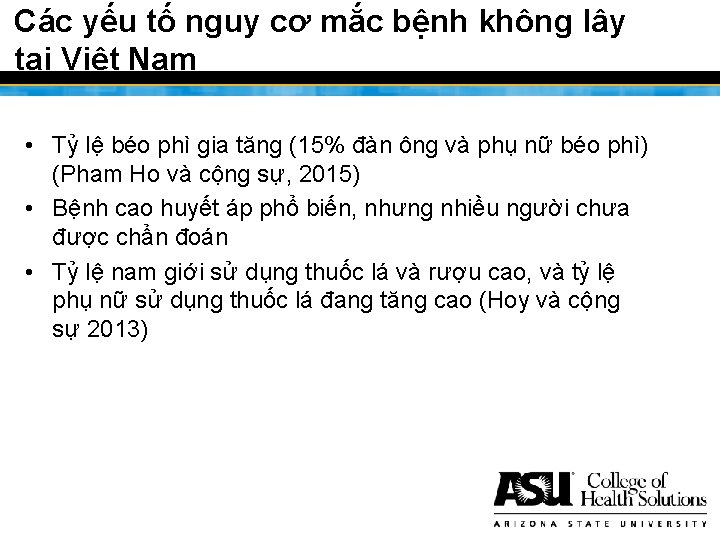 Các yếu tố nguy cơ mắc bệnh không lây tại Việt Nam • Tỷ Các yếu tố nguy cơ mắc bệnh không lây tại Việt Nam • Tỷ