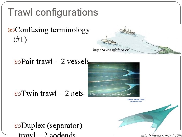 Trawl configurations Confusing terminology (#1) http: //www. nfrdi. re. kr Pair trawl – 2