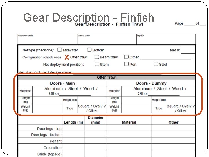Gear Description - Finfish X 