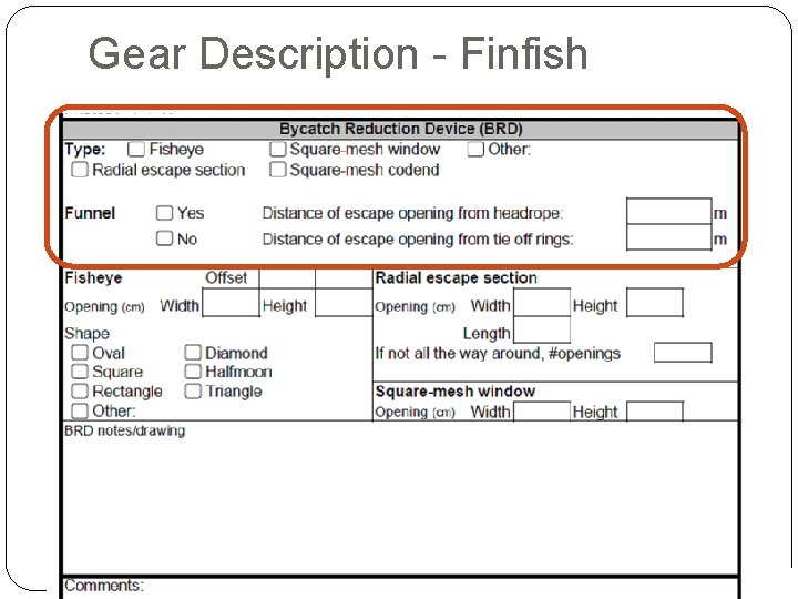 Gear Description - Finfish 
