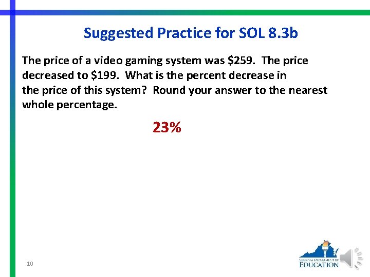 Suggested Practice for SOL 8. 3 b The price of a video gaming system