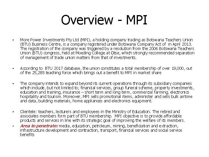 Overview - MPI • More Power Investments Pty Ltd (MPI), a holding company trading Overview - MPI • More Power Investments Pty Ltd (MPI), a holding company trading