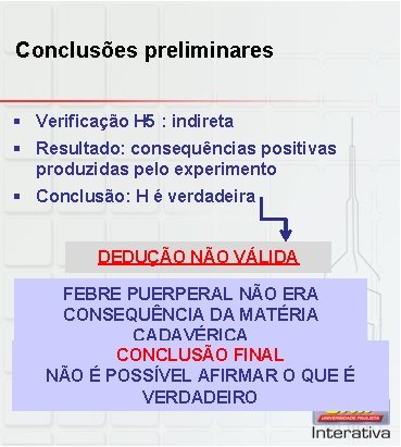 Conclusões preliminares § Verificação H 5 : indireta § Resultado: consequências positivas produzidas pelo Conclusões preliminares § Verificação H 5 : indireta § Resultado: consequências positivas produzidas pelo