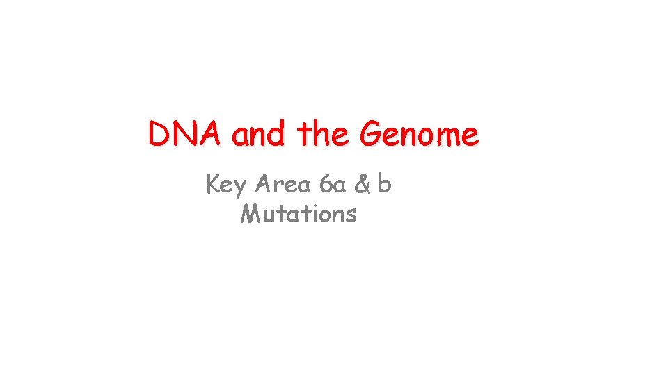 DNA and the Genome Key Area 6 a & b Mutations 