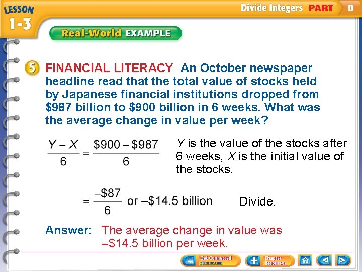 FINANCIAL LITERACY An October newspaper headline read that the total value of stocks held