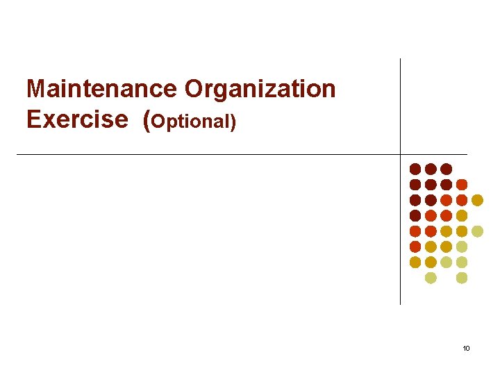 Maintenance Organization Exercise (Optional) 10 