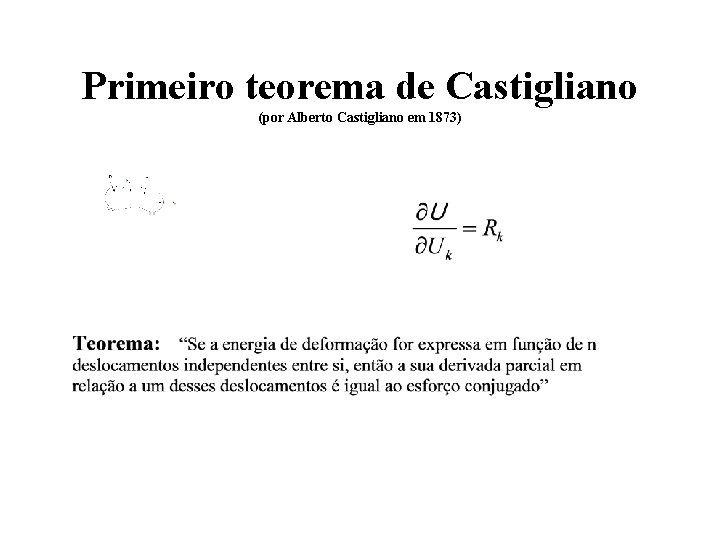 Primeiro teorema de Castigliano (por Alberto Castigliano em 1873) 