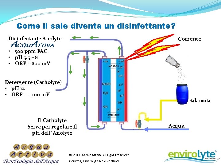 Come il sale diventa un disinfettante? Corrente Disinfettante Anolyte • 500 ppm FAC •