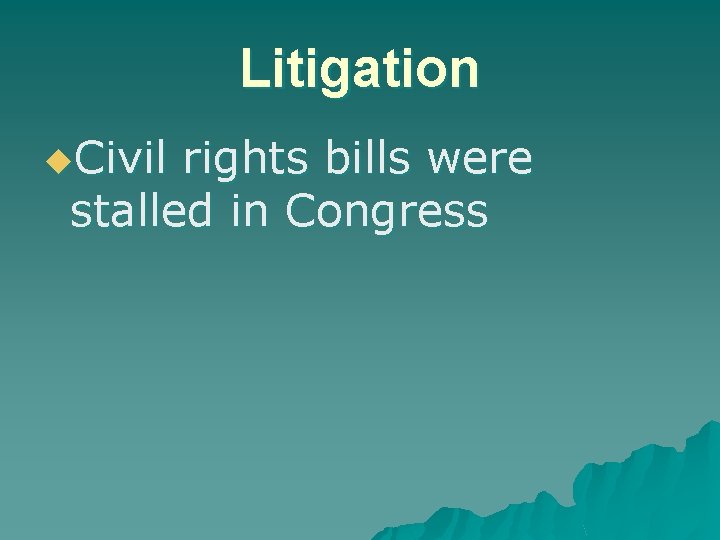 Litigation u. Civil rights bills were stalled in Congress 