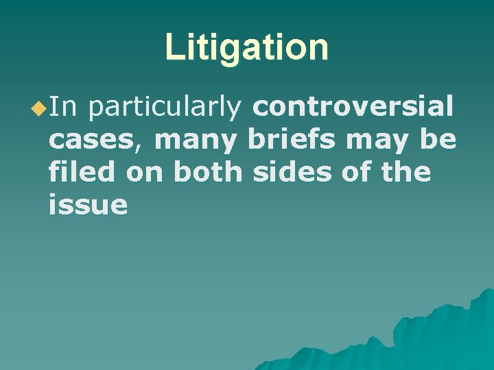 Litigation u. In particularly controversial cases, many briefs may be filed on both sides