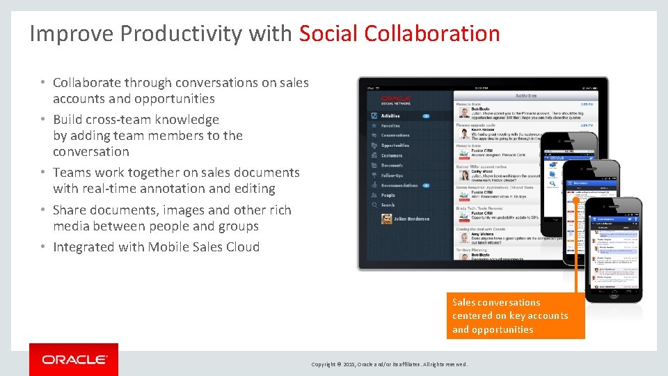 Improve Productivity with Social Collaboration • Collaborate through conversations on sales accounts and opportunities Improve Productivity with Social Collaboration • Collaborate through conversations on sales accounts and opportunities