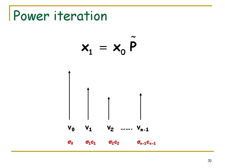 Power iteration v 0 v 1 σ0 σ 1 c 1 v 2 …….